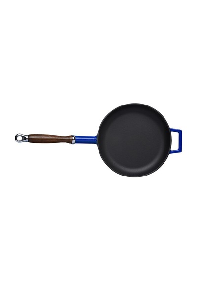 Lava Döküm Kızartma Tavası 24 CM Mavi Renk Ahşap Saplı