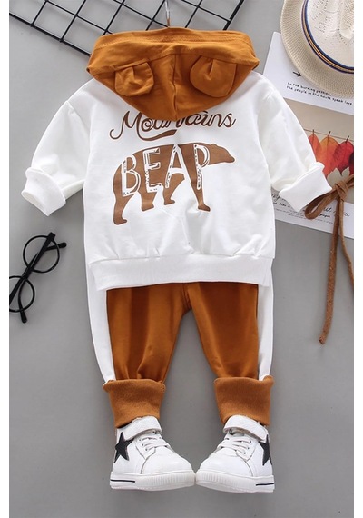 Mai Perla Bear Desenli 2'li Bebek Takım Beyaz - Siyah