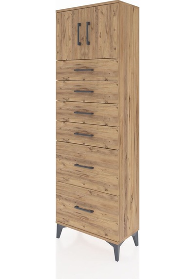 Arges Dolap Tek Raflı 6 Çekmeceli 2 Kapaklı 60x30x182 Çam-çam Çam Arges Dolap Tek Raflı 6 Çekmeceli 2 Kapaklı 60x30x182 Çam-çam Çam