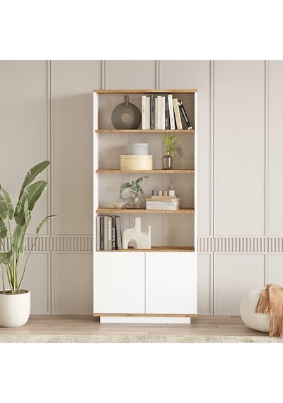 Aven Kitaplık 168cm Raf 2 Kapaklı Raflı Çam-beyaz Ave16-aw Beyaz