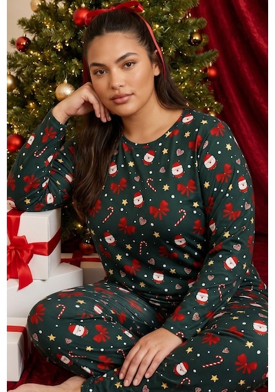 Siyah İnci Yılbaşı Temalı Desenli Termal Kumaşlı Ultra Soft Yumuşak Büyük Beden Battal Boy Örme Pijama Takımı 26226711 Yeşil Siyah İnci Yılbaşı Temalı Desenli Termal Kumaşlı Ultra Soft Yumuşak Büyük Beden Battal Boy Örme Pijama Takımı 26226711 Yeşil