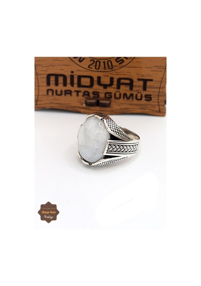 Havlit Taşlı Örgü Motifli 925 Ayar Gümüş Erkek Yüzük 201024934 Gümüş