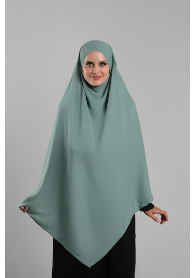Hürrem Bone Mint Yeşili Pratik Hazır Geçmeli Tesettür Eşarp Krep Bağcıklı Sufle Hijab 2313 13 Mint Yeşili
