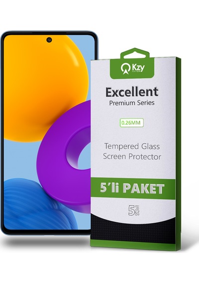 Samsung Galaxy M52 ile Uyumlu Kırılmaz Temperli Ekran Koruyucu Cam Ekonomik 5'li Paket