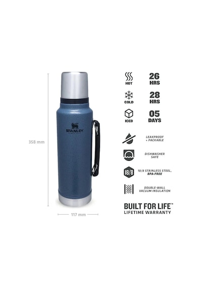 Stanley Legendary Klasik Vakumlu Paslanmaz Çelik Termos 1lt - Hammertone Lake Mavi