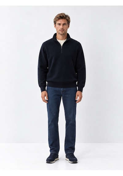 Xint Lacivert Pamuk Dokulu Regular Fit Sweatshirt 300290