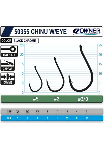 Owner 50355 Chinu W/ Eye Gun Black Iğne No: 2-0