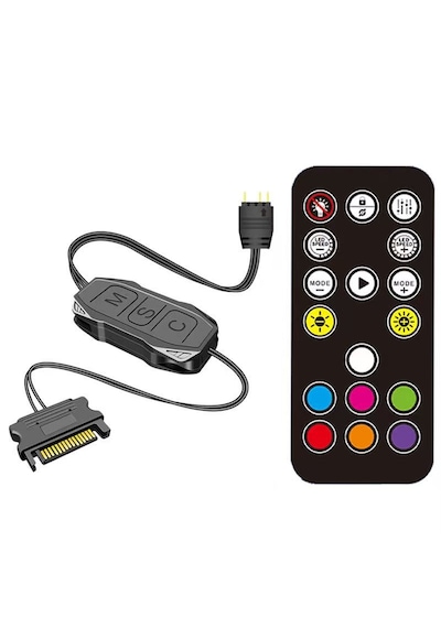 Atheron Mini Argb Led Kontrolcü 5v 3 Pin Rgb Kontrol Cihazı Sata Güç Kumandalı Bilgisayar Fan Ve Led Kontrolcü Argb Hub