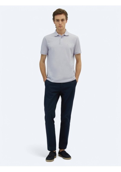 Kip Lila Düz Polo Yaka %100 Pamuk T-shirt Lila