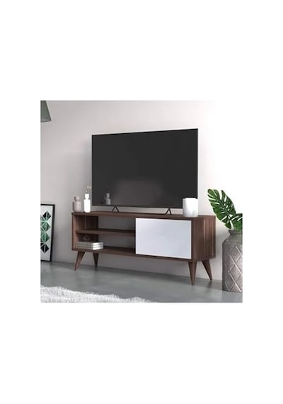 Ceviz Renkli 110 Cm Tv Ünitesi, Kitaplık Ve Tv Sehpası Açık Ceviz