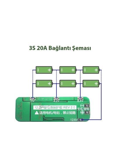 3s 20a Bms 18650 Şarj Koruma Devresi Kartı Lityum Pil Şarj Koruma