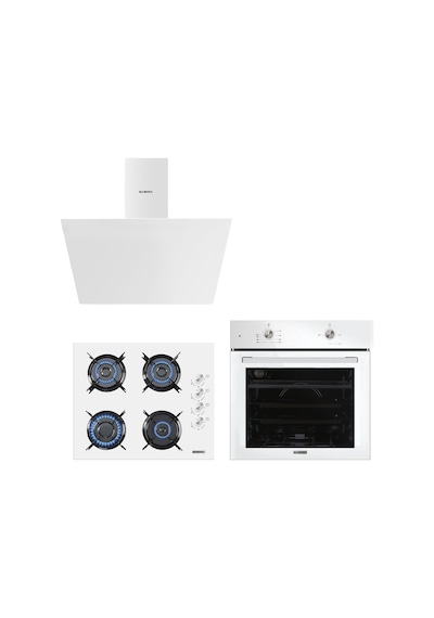 Kumtel B66-S2 - KO-40TAHDF - DA6-833 Home Basic Beyaz Cam Ankastre Set