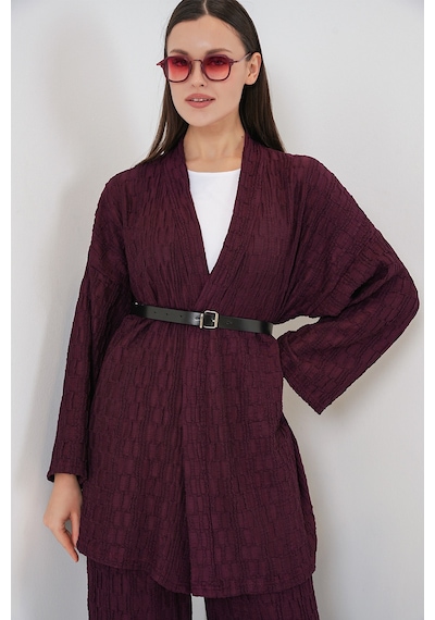 Bigdart Kadın Kimono Pantolon İkili Takım 30078 - Bordo