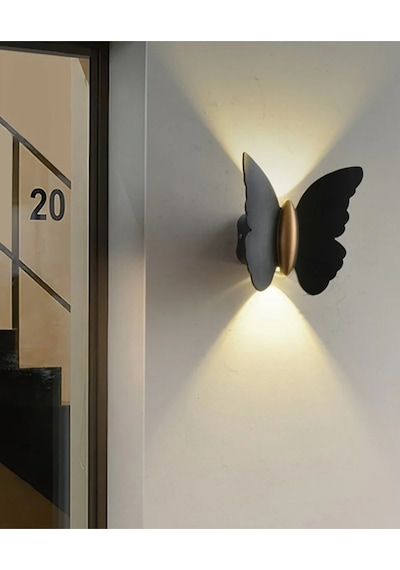 Modern Duvar Power Iç Ve Dış Mekan Aplik Butterfly Led Aplik Siyah Gövde Gün Işığı Kelebek Aplik Siyah