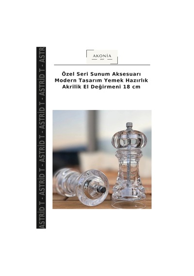 Özel Seri Sunum Aksesuarı Modern Tasarım Yemek Hazırlık Akrilik El Değirmeni 18 Cm Çok Renkli