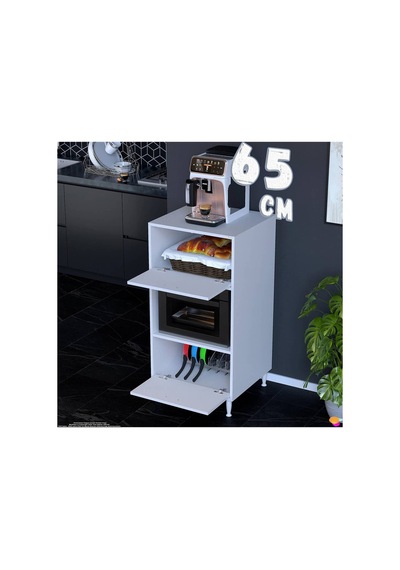 Silva 65x119,2x48 Cm Kapaklı Mikrodalga Ve Midi Fırın Standı - 3 Bölmeli Çok Amaçlı Dolap Beyaz Silva 65x119,2x48 Cm Kapaklı Mikrodalga Ve Midi Fırın Standı - 3 Bölmeli Çok Amaçlı Dolap Beyaz
