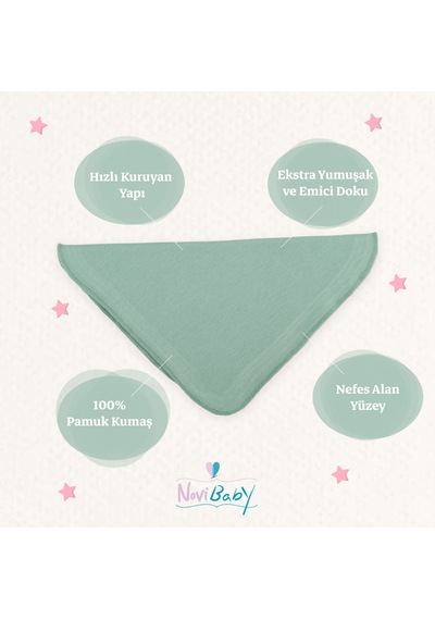 Novibaby 6’lı Bebek Ağız Mendili – Sunrise - Salya Mendili Ağız Silme Mendili 100% Pamuk 20x20cm Sarı - Yeşil
