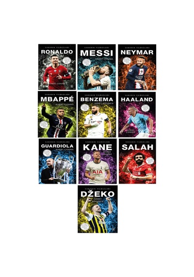 Sahanın Yıldızları Messi Dzeko Ronaldo Poster Sticker Futbolcu Kartı Hediyeli Toplam 10 Kitap