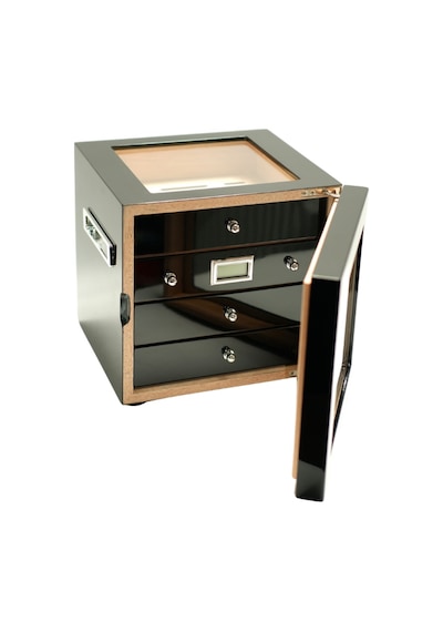 Premiumquality Recoleta Siyah Sedir Humidor Puro Kutusu - Tr9641
