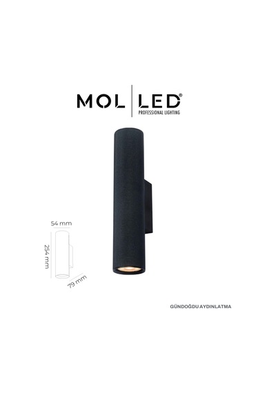Molled Aura Serisi Siyah Çift Yönlü Dekoratif Gu10 Duylu Aplik - Mol8107