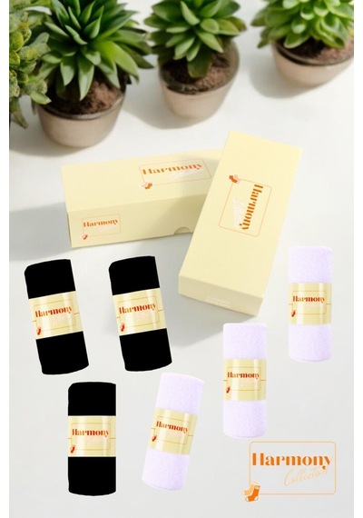 Harmony Collectıon Bambu Kadın Beyaz Patik 6 Çift Özel Kutulu Burun Dikişsiz, Premıum Socks Mix Renk