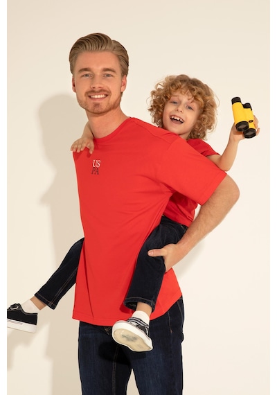 U.S. Polo Assn. Erkek Comfort Fit Bisiklet Yaka Kırmızı Tişört 50289221-VR030