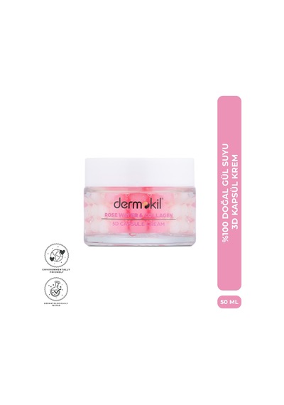 Dermokil % 100 Doğal Gül Suyu Canlandırıcı Yenileyici 3d Kapsül Krem 50 Ml