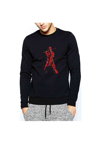 Daredavil Red Baskılı Siyah Erkek Örme Sweatshirt