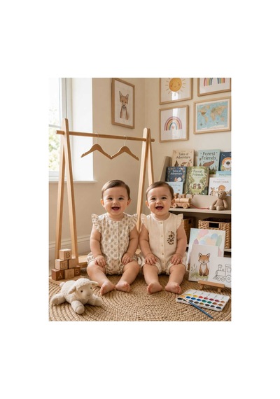 Bambino 2. Unez Kız Bebek Müslin Tulum Seti Fırfır Kollu Pamuklu Yazlık 2'li Takım Bej Bej