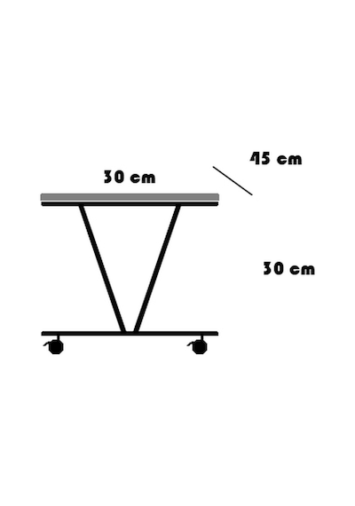 V Yazıcı Sehpası - Beyaz Atlantik Çam Frenli Tekerli 30x45