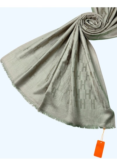 Mim Eşarp Işıl İpek - H Desen Kaşmir İpek Şal 75x190 Cm Vizon