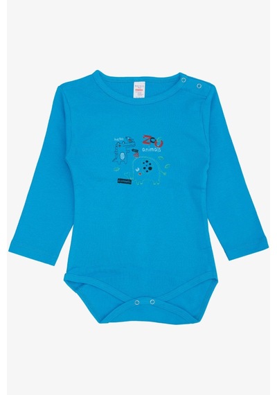Breeze Erkek Bebek Çıtçıtlı Zıbın Body Hayvanat Bahçesi Dost Hayvanlar Baskılı 9 Ay-3 Yaş, Mavi Mavi