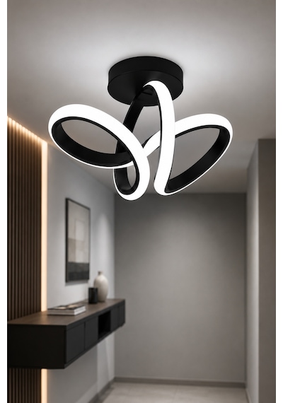 AvizeGO Sion Led Plafonyer Avize Beyaz Işık Siyah