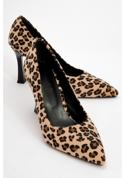 Luvishoes Luvi Shoes Forest Siyah Sarı Desenli Kadın Topuklu Ayakkabı Siyah - Sarı
