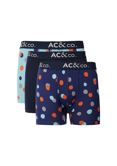Ac&Co / Altınyıldız Classics Erkek Lacı-Yesıl Desenli Pamuklu Esnek 3'Lü Boxer Paketi