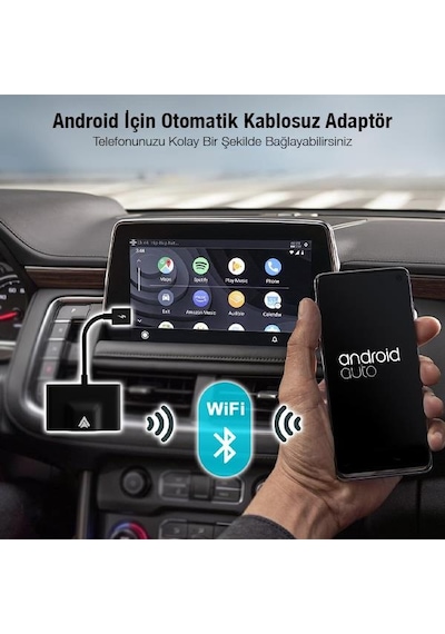 Polham Araç İçi Android Cihazlar İçin Kablosuz Android Multimedya Carplay Adaptörü,Wireless Çevirici