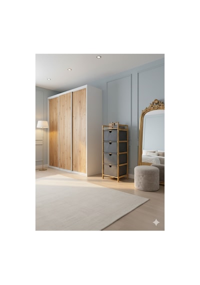 Bambu 4 Katlı Kumaş Sepetli Organizer Bambu