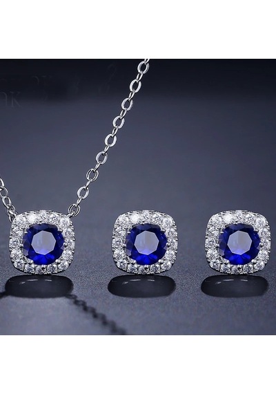 Monemel Kristal Taşlı Kolye Ve Küpe Set N0904set Gümüş