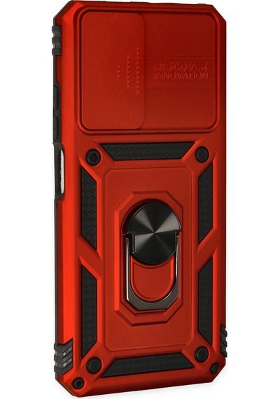 Ilkeshop Newface Xiaomi Redmi Note 11 Kılıf Pars Lens Yüzüklü Silikon - Kırmızı
