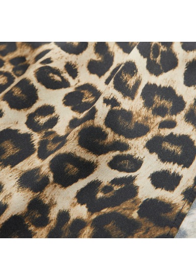 The Kooples Kadın Leopar Desenli Uzun İpek Elbise Kahverengi