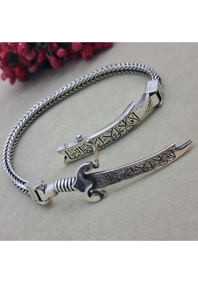 925 Ayar Gümüş Yeni Model Hz. Ali Kılıcı Erkek Bileklik Gümüş