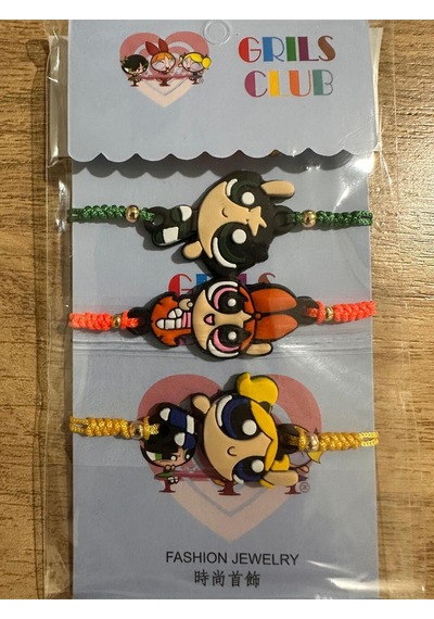 Powerpuff Girls Arkadaşlık Slikon İp Bileklik 3 Adet Çok Renkli