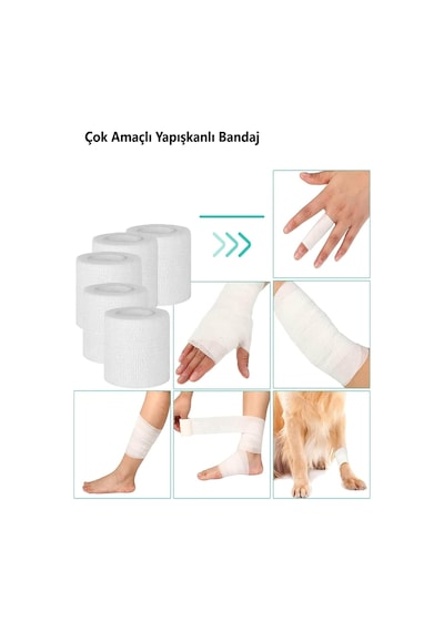 12 Adet Elastik Kendinden Yapışkanlı Koban Bandaj 5 Cm