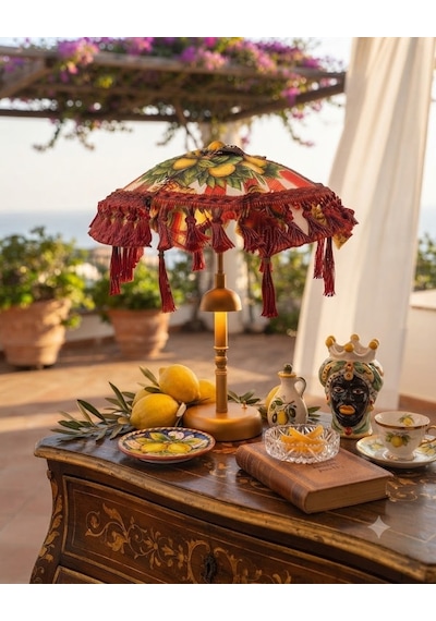 Missidea Limona Red Bohem Ledli Bali Şemsiyesi