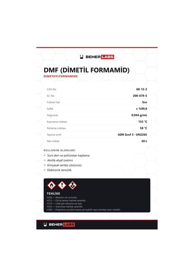 Beherlabs Dmf Dimetil Formamid 30 L