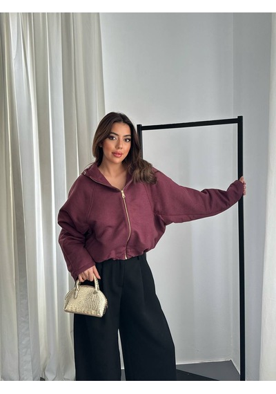 Hopıan Kadın Bordo Oversize Sweatshirt