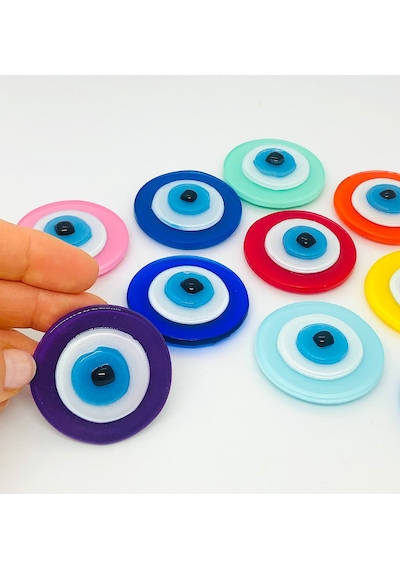Mor Cam Nazar Boncuklu Magnet