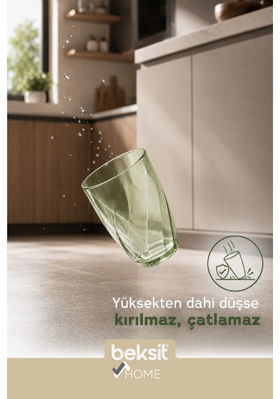 Home Glassy Kırılmaz Polikarbon 6'lı Bardak Yeşil 400 Ml Yeşil Yeşil