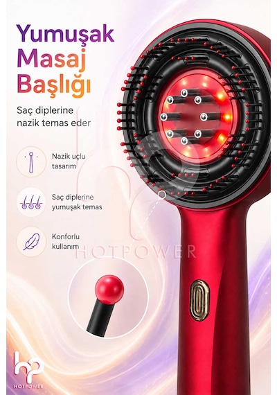 Hot Power Led Işıklı Saç Derisi Masaj Tarağı + Mini Tarak