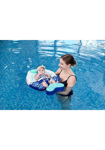 Mambobaby Yüzme Simidi - Yellow Colorfish, Emniyetli, Gölgelikli Ve Ayak Destekli